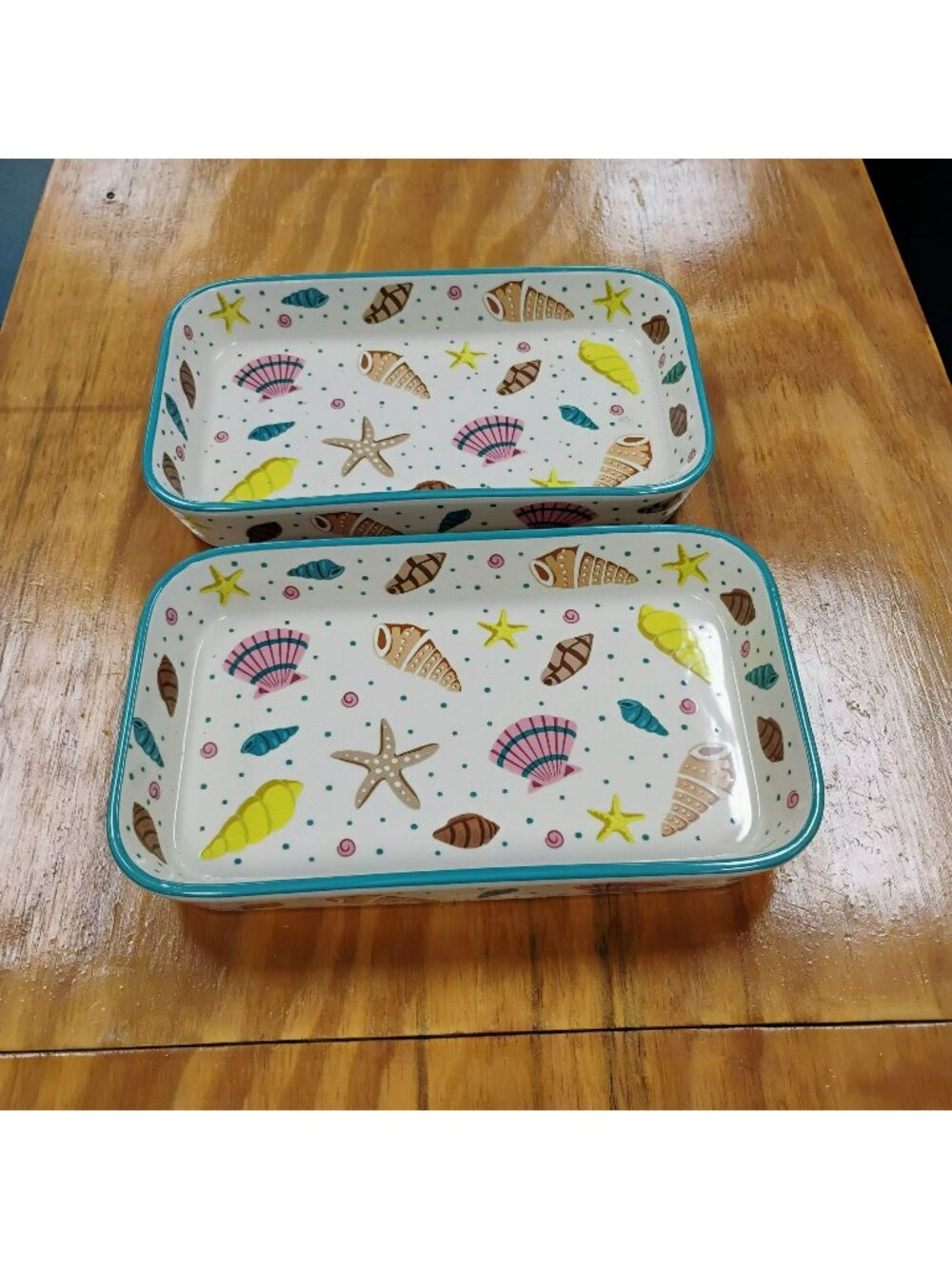 Temp-Tations Set Of 2 Coastal Rectangular Baking Dishes 0.75-Qt Beach Shell